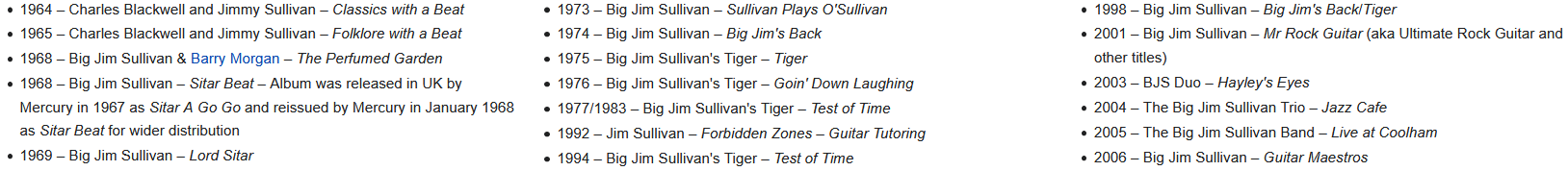 Big Jim Sullivan albumy