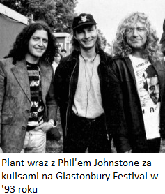 Plant wraz z Phil Johnstone za kulisami na Glastonbury Festival w 93 roku